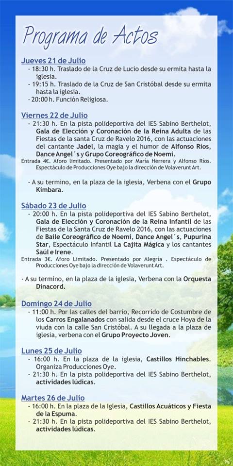 Programa Fiestas Ravelo 2016 a